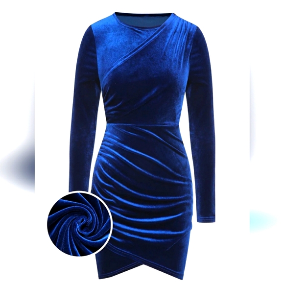NEW...BOOHOO....Elegant Blue Velvet Dress..SIZE:12 - Picture 2 of 13